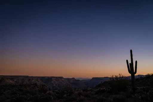 Desert Canyon Silhouette at Blue Hour