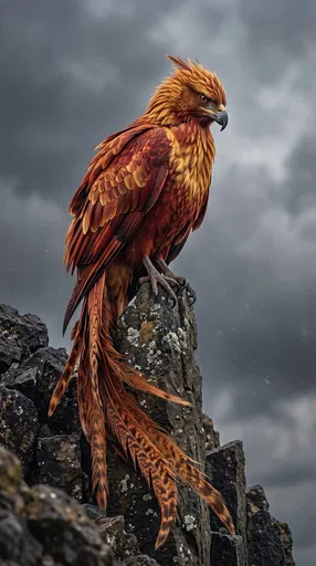 Regal Red Phoenix on Basalt Spire