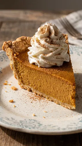 Pumpkin Pie Slice with Whipped Cream