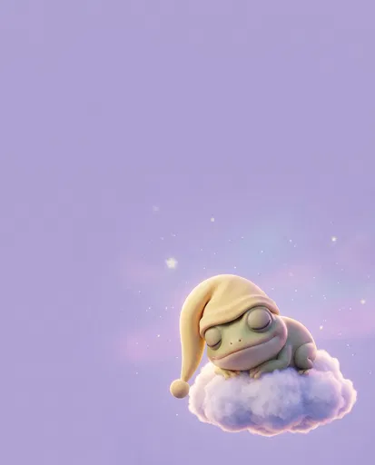 Sleeping Baby Frog on Cloud
