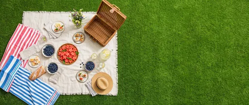 Overhead Summer Picnic With Copy Space