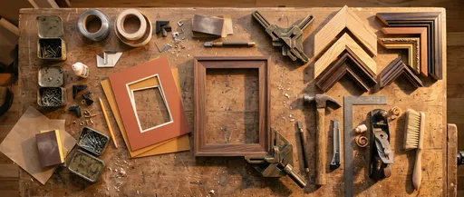 Artisan Picture Framing Workbench Flat Lay