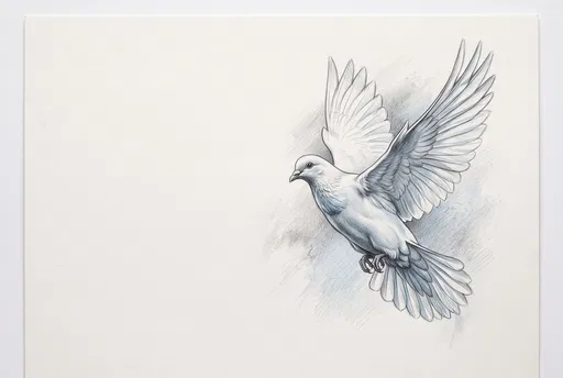 Graphite and Blue Pencil Dove Drawing