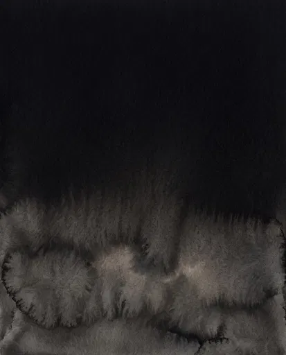 Dark Charcoal Watercolor Wash on Black Paper