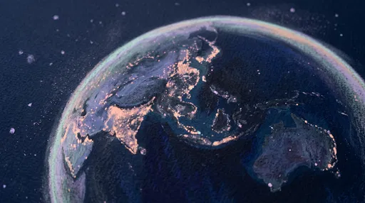 Pastel Drawing of Earth at Night