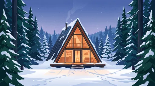 Cozy A-Frame Cabin in Snowy Forest