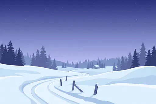 Snowy Winding Road at Blue Hour