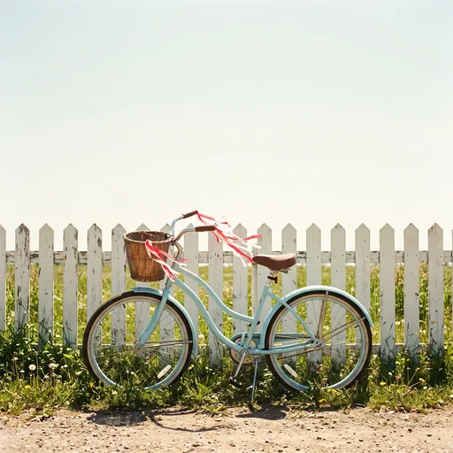 Pastel Blue Bicycle by White Picket Fence