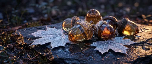Glass Acorns and Frosted Maple Leaves