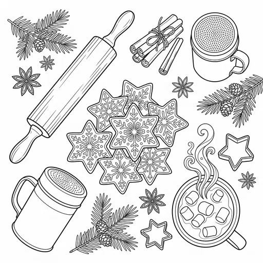 Winter Baking Essentials Coloring Page