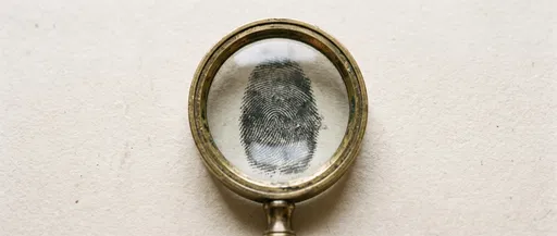 Vintage Magnifying Glass Over Fingerprint