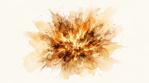 Amber and Sepia Watercolor Fire Burst