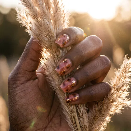 Tortoiseshell Manicure Holding Pampas Grass