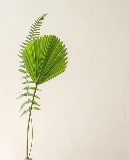 Minimalist Palm Leaf and Fern Frond
