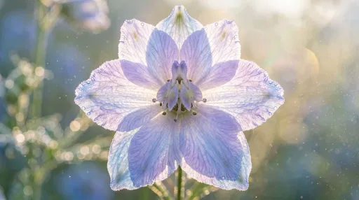 Backlit Pastel Blue Larkspur Flower Macro