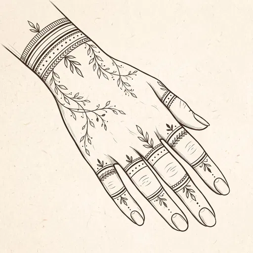Minimalist Floral Mehndi Hand Line Art