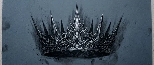 Gothic Iron Crown Charcoal and Chalk Drawing