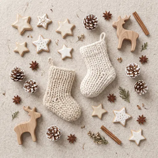 Neutral Christmas Flat Lay With Stockings