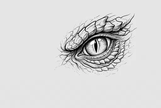 Monochrome Dragon Eye Line Art Illustration