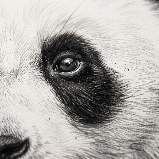 Close-Up Charcoal Drawing of Panda Eye