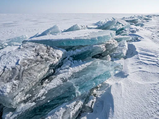 Stacked Turquoise Lake Ice Slabs