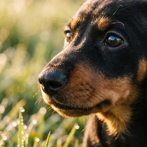 Close-Up of Black and Tan Dachshund Puppy