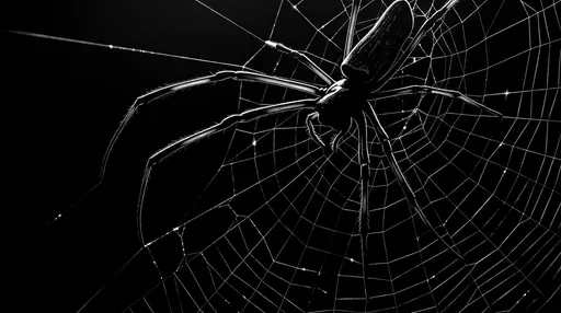 Monochrome Spider on Illuminated Web