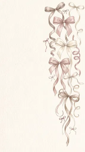 Watercolor Coquette Bows on Cream Paper