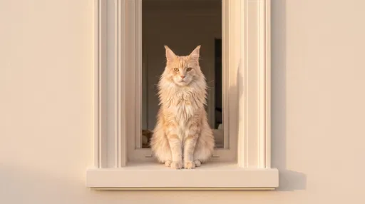 Orange Maine Coon Cat in Window