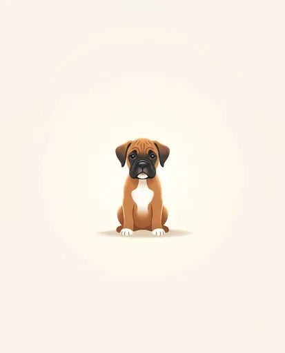 Minimalist Fawn Boxer Puppy Illustration