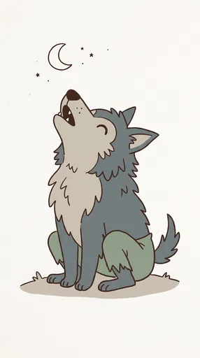 Cute Cartoon Werewolf Howling at Moon