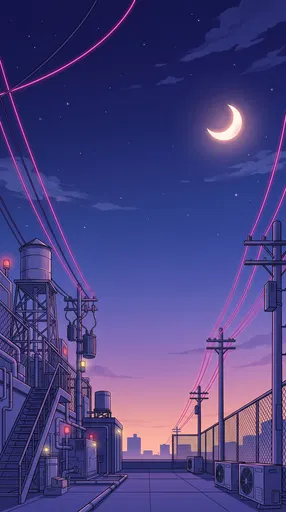 Anime Urban Rooftop at Dusk