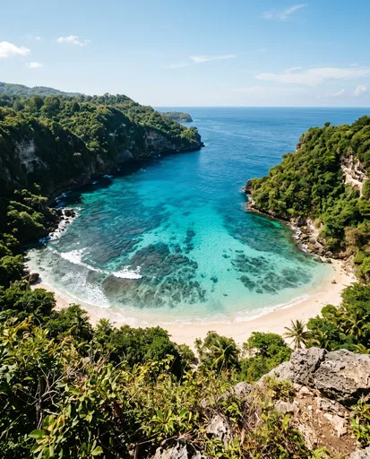 Secluded Turquoise Cove from Cliffside Overlook