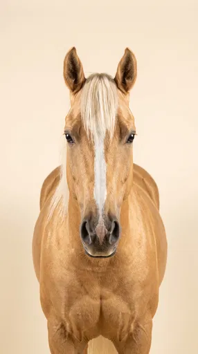 Symmetrical Palomino Horse Studio Portrait