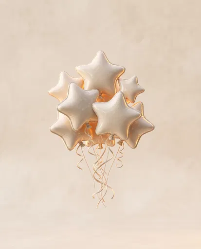 Glossy Ivory Ceramic Star Balloon Bouquet