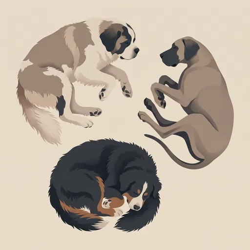 Three Sleeping Giant Breed Dogs Illustration