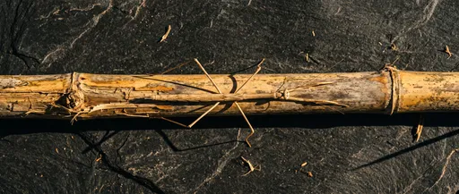 Grass Mantis on Weathered Bamboo Stalk
