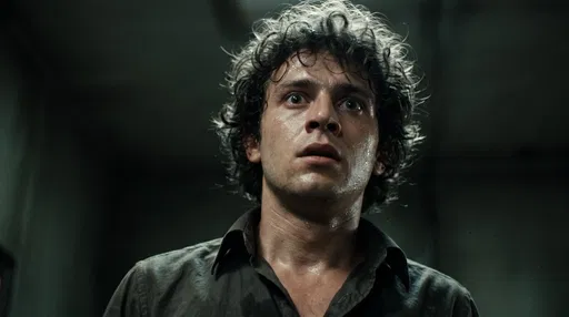 Frightened Man Looking Upward