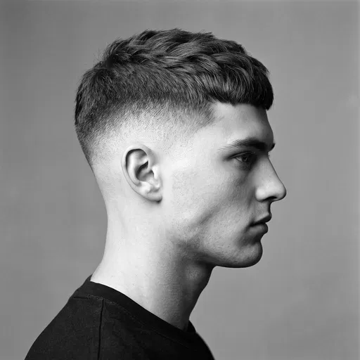 Monochrome Profile Portrait With Fade Haircut