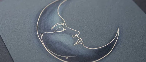 Minimalist Crescent Moon Line Art on Paper