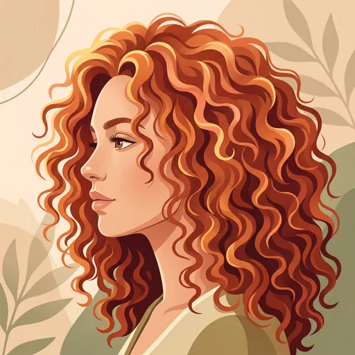 Profile Illustration of Woman With Red Curls