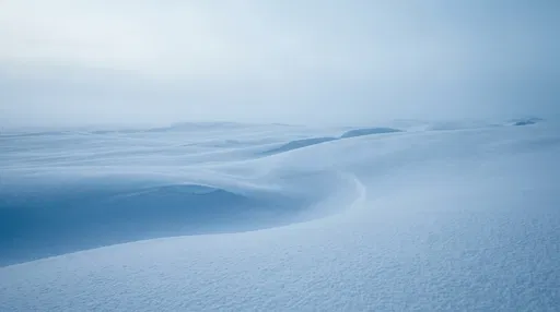 Minimalist Blue Snow Dunes in Mist