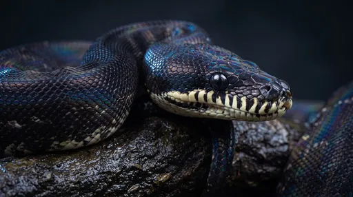 Close-Up of Iridescent Black Python