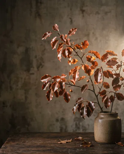 Autumn Pear Branch in Ceramic Vase