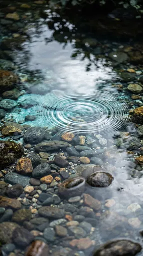 Concentric Ripples on Shallow Riverbed