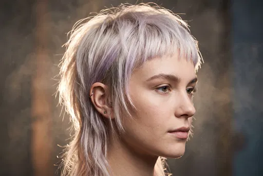 Platinum Blonde Pixie Mullet Portrait