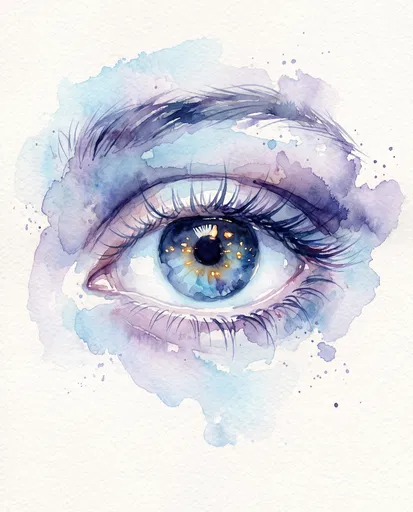Dreamy Watercolor Blue Eye Illustration