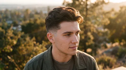 Young Man With Medium Fade Hairstyle Outdoors