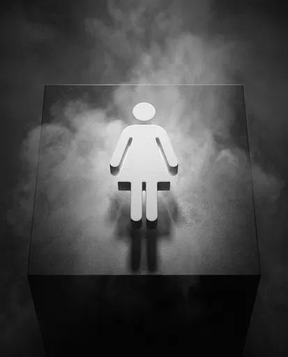 White Female Icon on Dark Pedestal