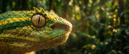 Close-Up of Green Eyelash Viper Eye